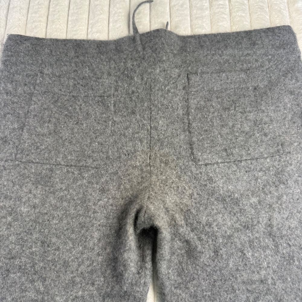 Hammacher Schlemmer Gray 100% Cashmere Lounge Pants XL Wide Leg Drawstring Knit - Picture 5 of 8